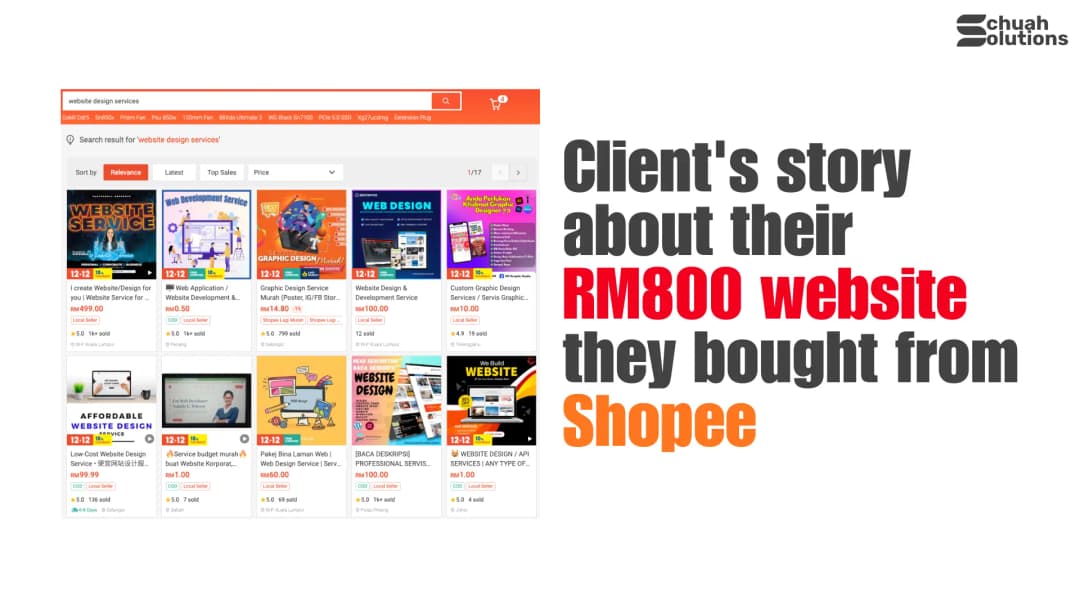 Client's story about their RM800 website they bought from Shopee cover image