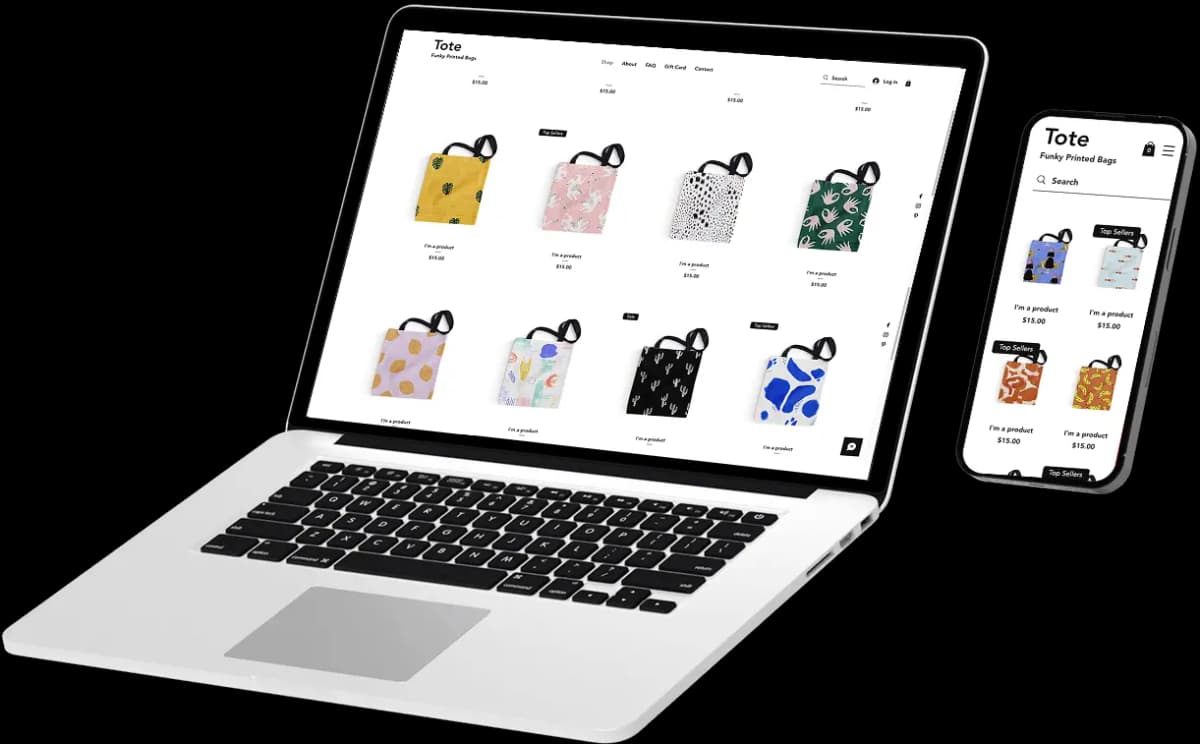 Small business website design example on mobile and laptop