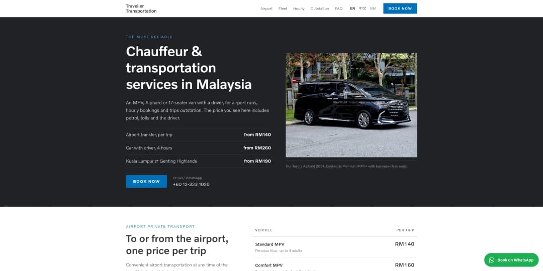 Traveller Transportation Booking website screenshot