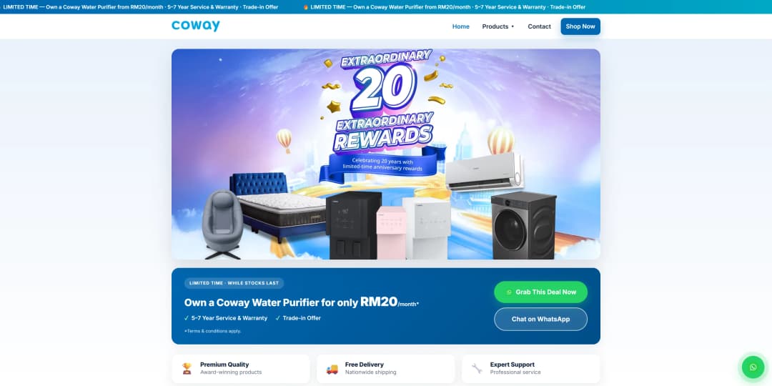 Buy Coway Malaysia website screenshot