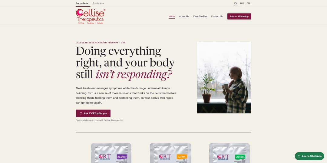 Cellise Therapeutics website screenshot