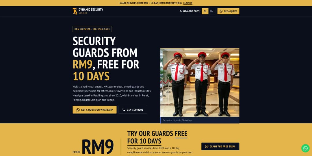 Dynamic Security website screenshot