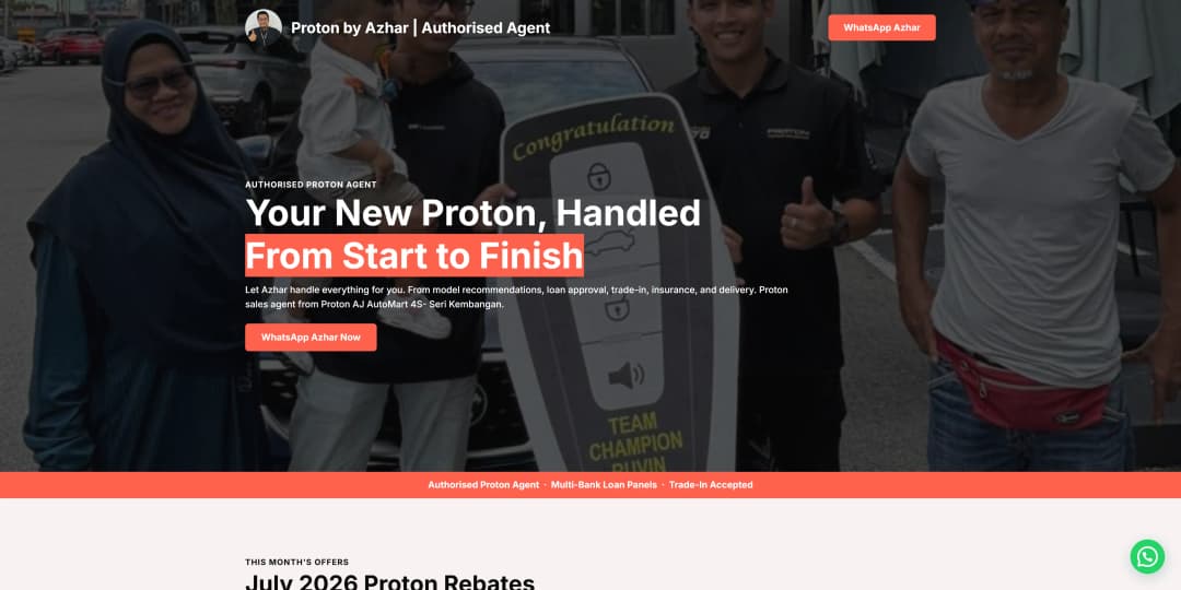 Proton Azhar website screenshot